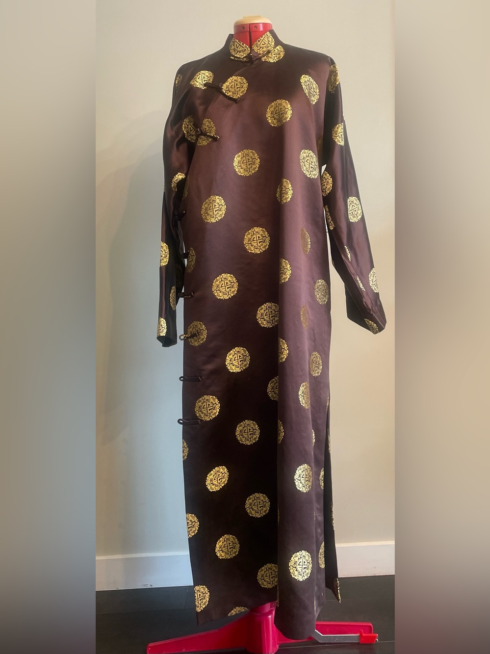 Changpao long robe - Satin brown Size Large
